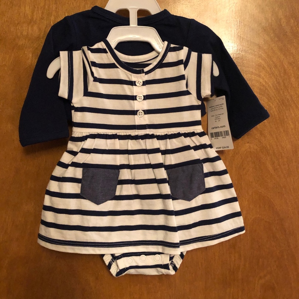 Carters NWT newborn navy dress set w/ cartigan